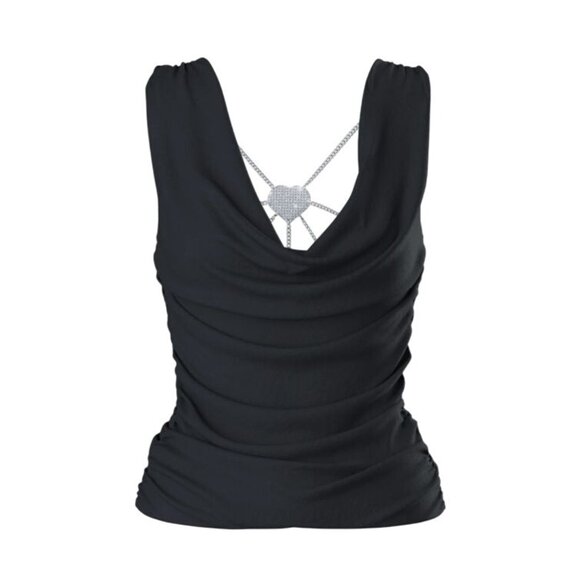 Finesse Mavi Chiam Trim Cowl Top in Black - Picture 1 of 6